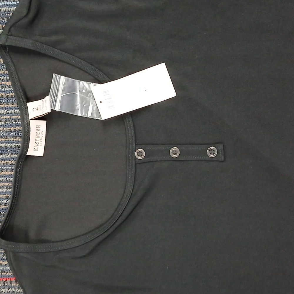 Chicos Easywear Natalie3/4 Sleeve Size 2 US M Black Slinky Knit Nwt - Picture 2 of 6